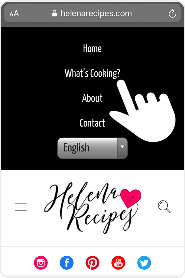How to Open What's Cooking page from the main mobile menu