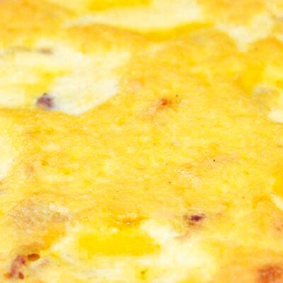 Cream and Bacon Quiche ready and served