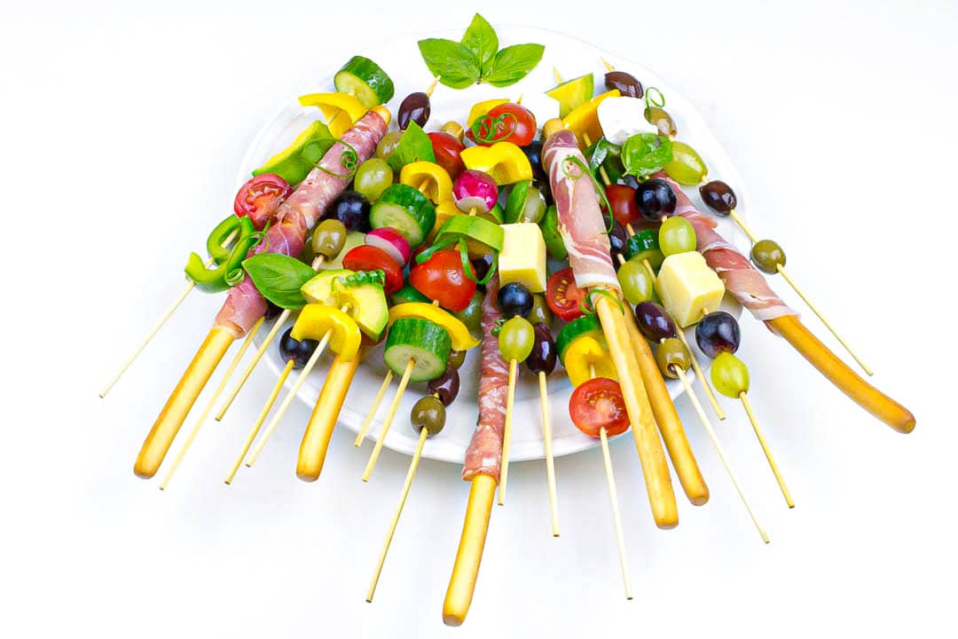 Picnic skewers served fresh and ready for a party