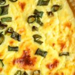 Mouthwatering overhead on the fresh Camembert Quiche