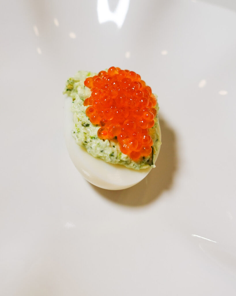Salmon Caviar Deviled Eggs