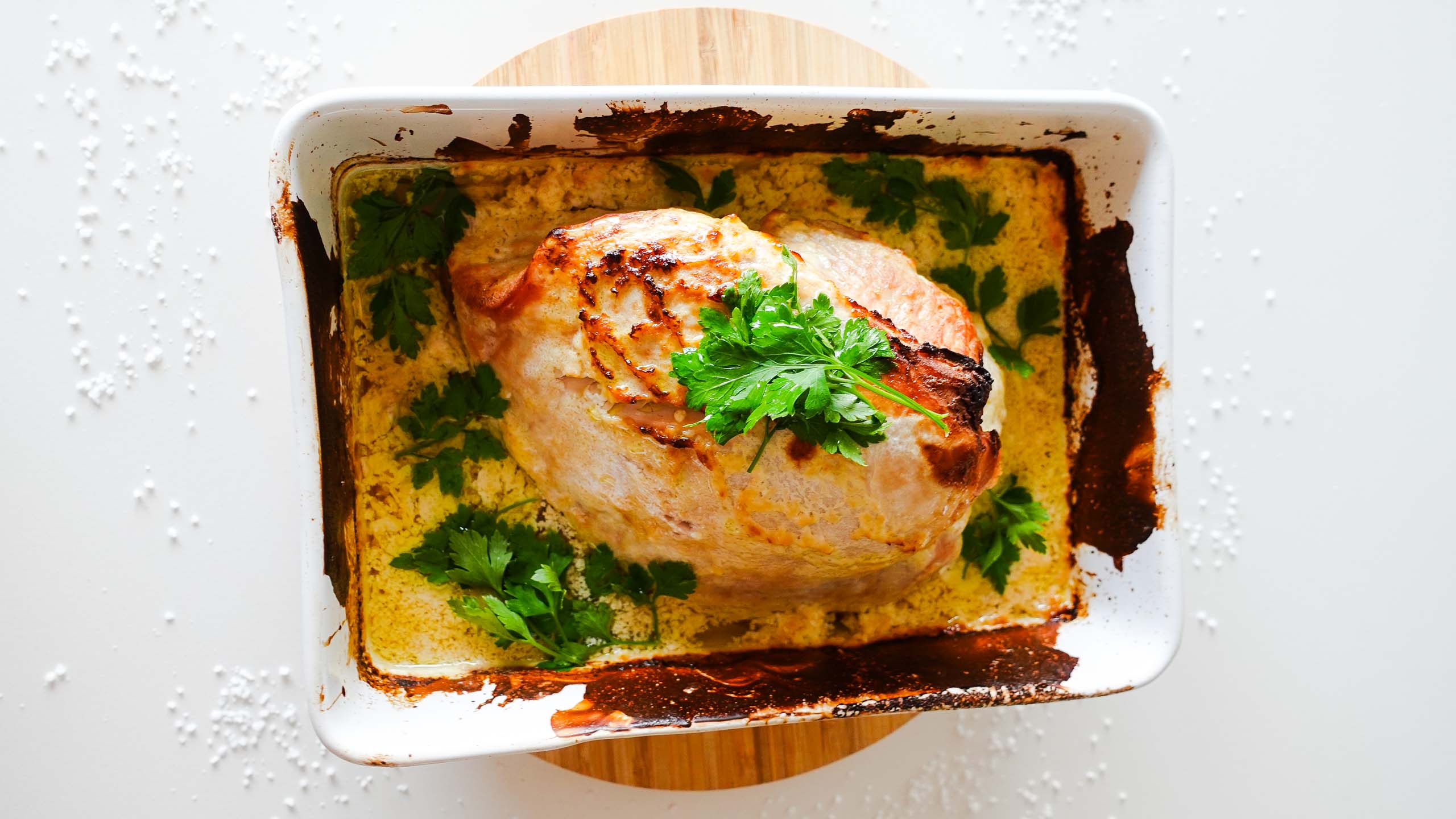 Honey Baked Turkey Breast in a baking pan