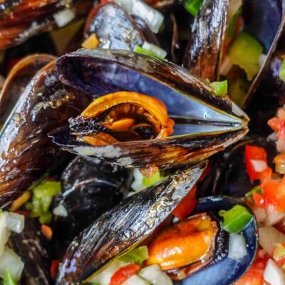 A delicious bowl of Portuguese-Style Mussels