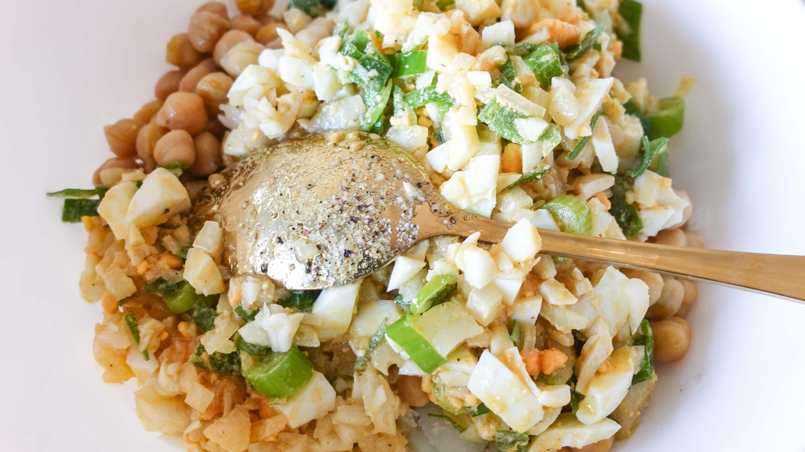 Chickpea Cod Salad in a bowl