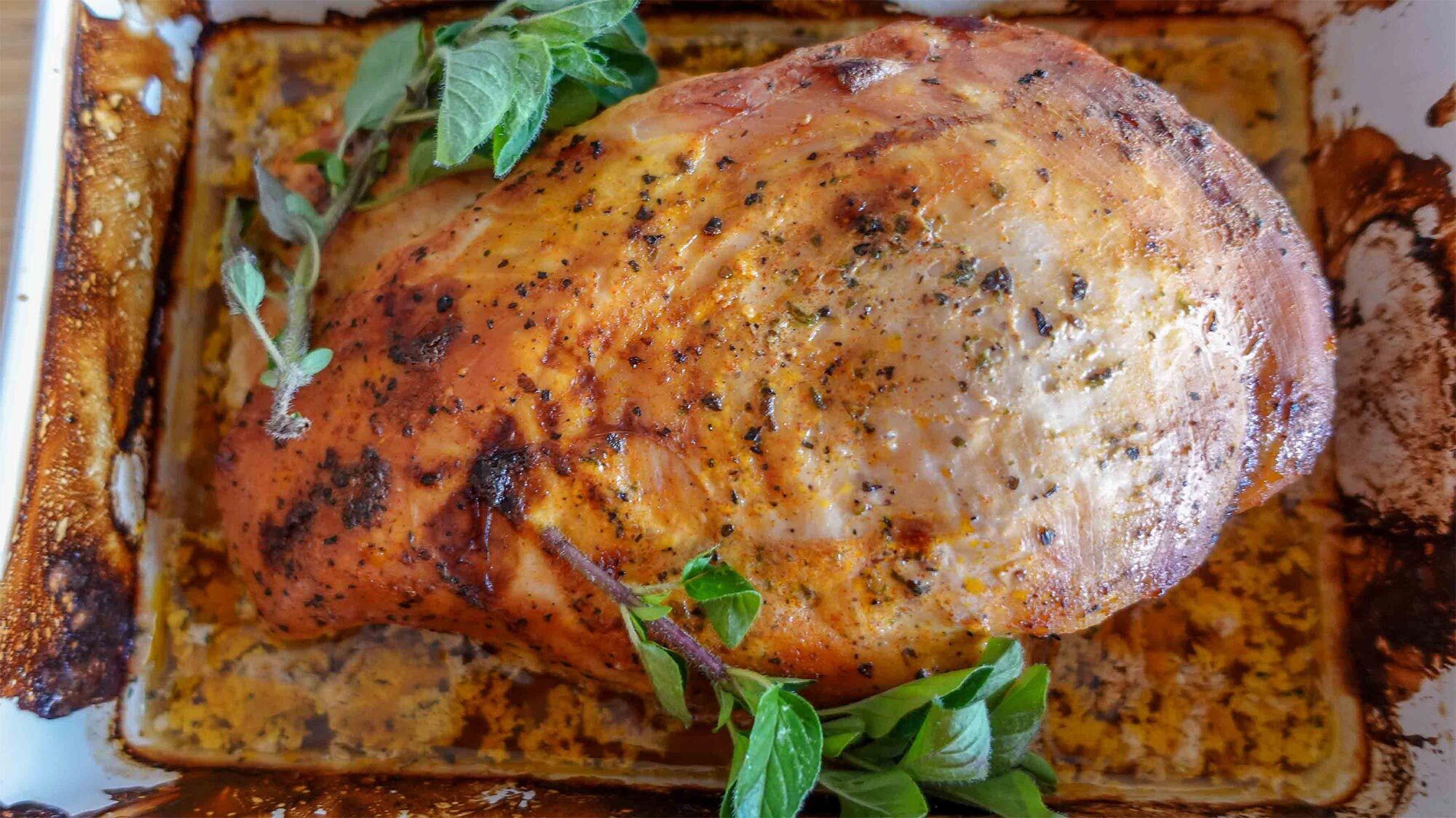 Roasted Turkey Breast with Spices straight out of the oven