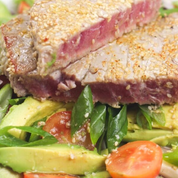 Amazing Ahi Tuna Salad on a plate.